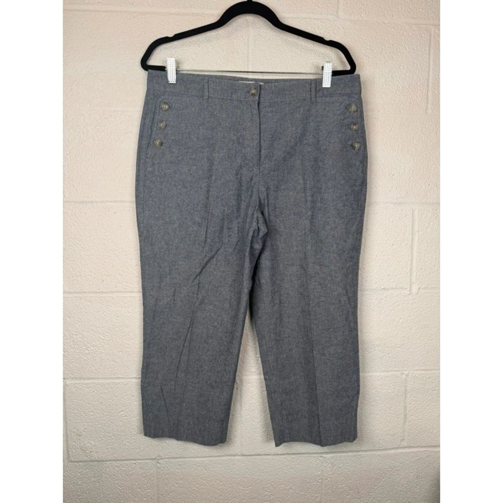 Talbots Women's Size 12 Slate Blue Linen Look Cotton Cropped Capri Pants
